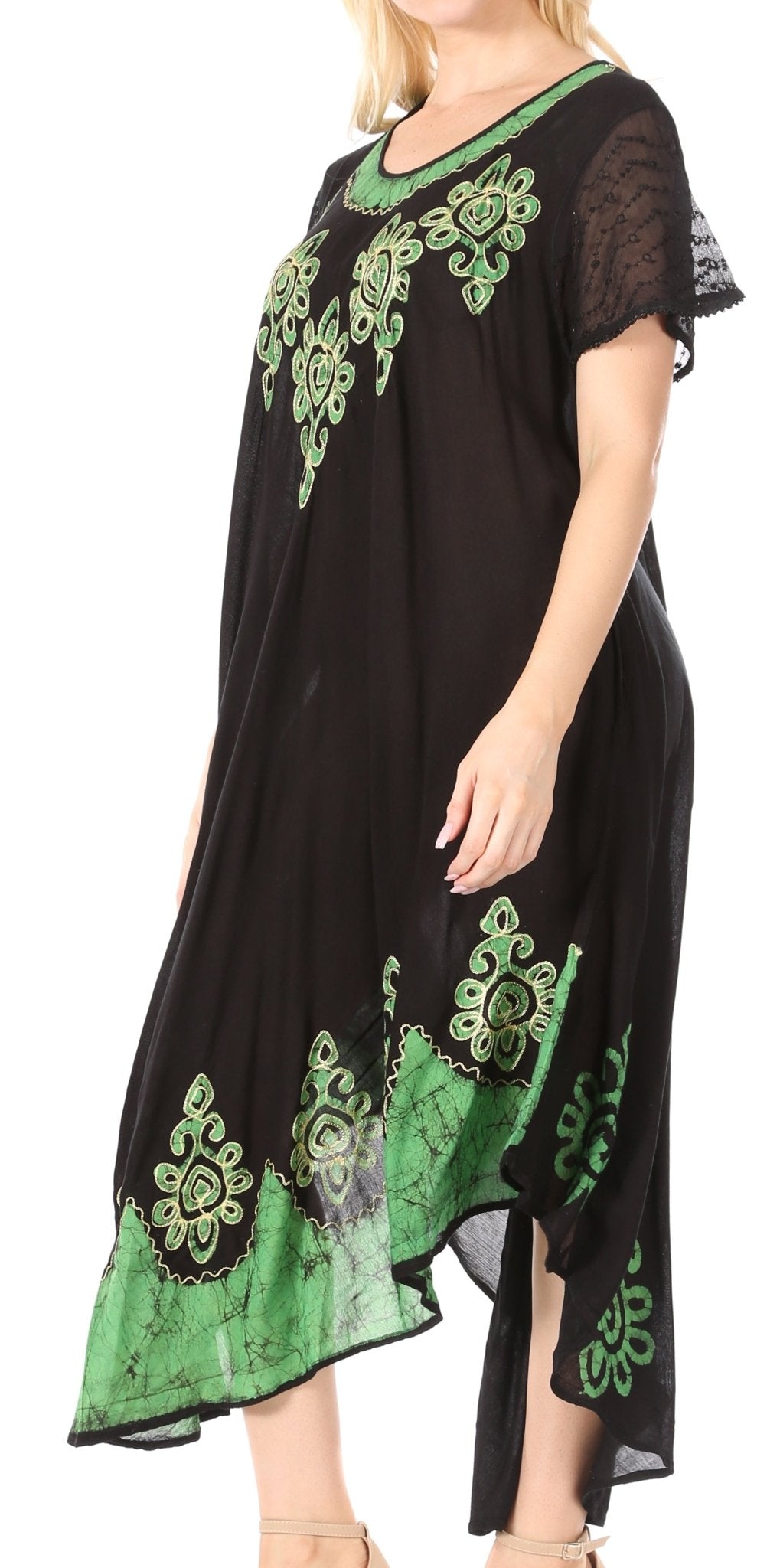Sakkas Batik Hindi Cap Sleeve Caftan Dress / Cover Up dresses La Vie Bien Sakkas Batik Hindi Cap Sleeve Caftan Dress / Cover Up