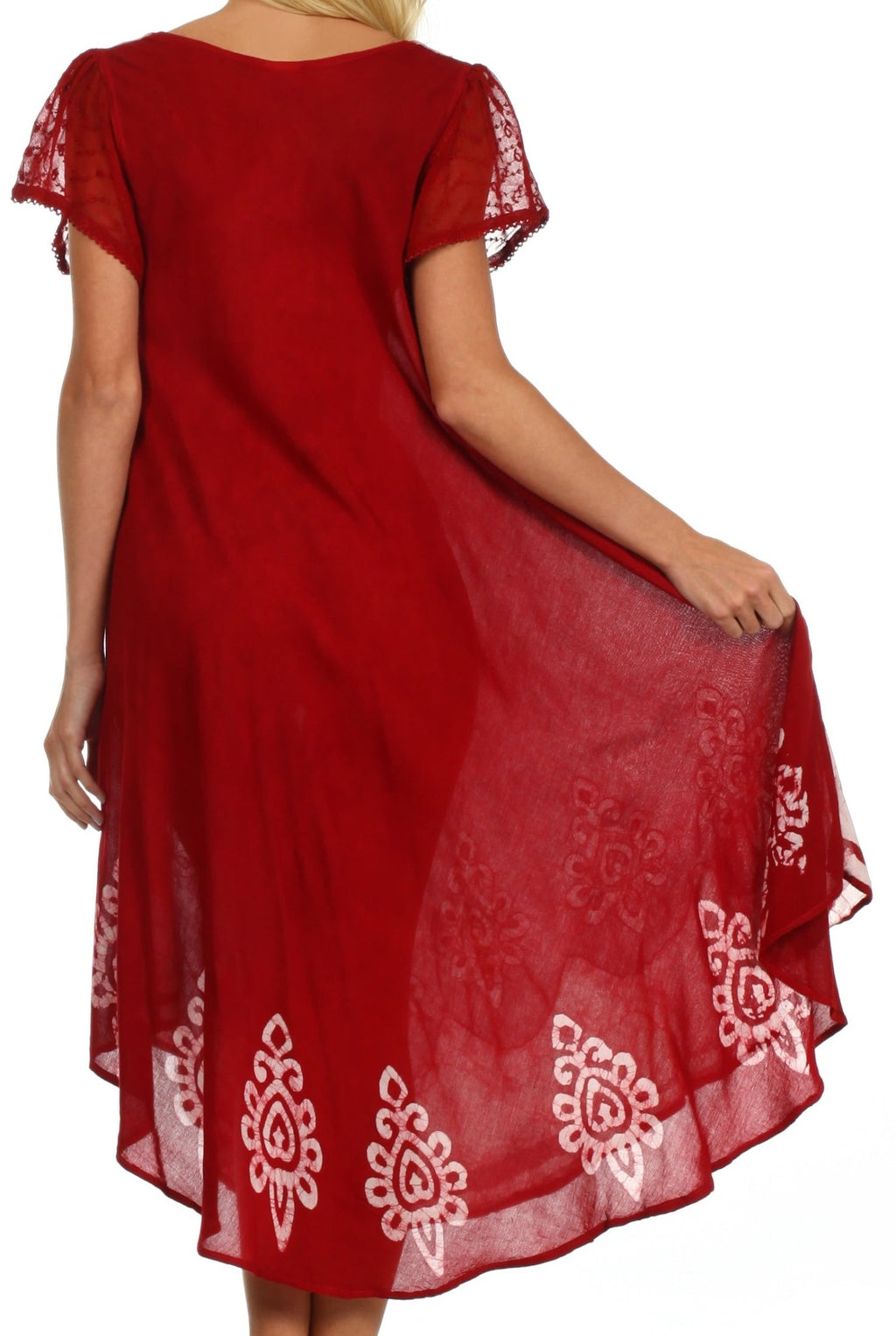 Sakkas Batik Hindi Cap Sleeve Caftan Dress / Cover Up dresses La Vie Bien Sakkas Batik Hindi Cap Sleeve Caftan Dress / Cover Up