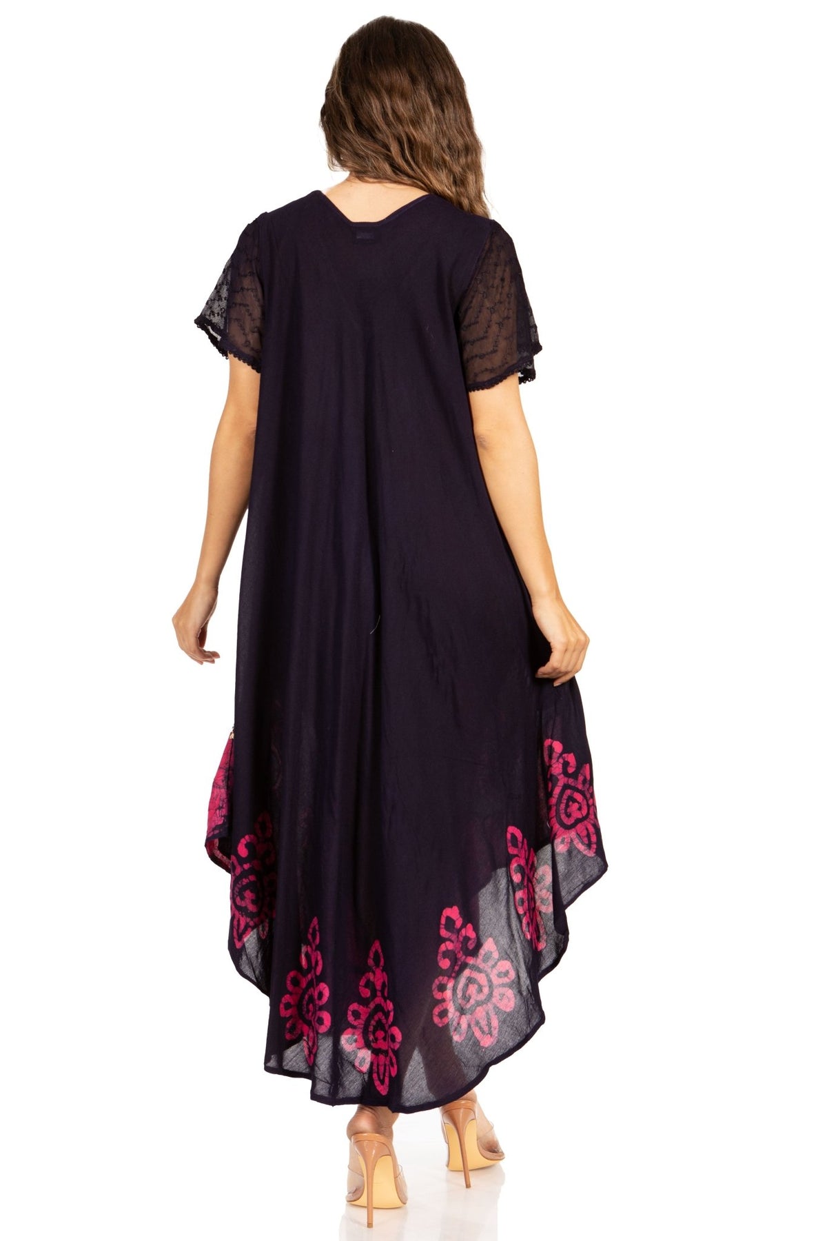 Sakkas Batik Hindi Cap Sleeve Caftan Dress / Cover Up dresses La Vie Bien Sakkas Batik Hindi Cap Sleeve Caftan Dress / Cover Up