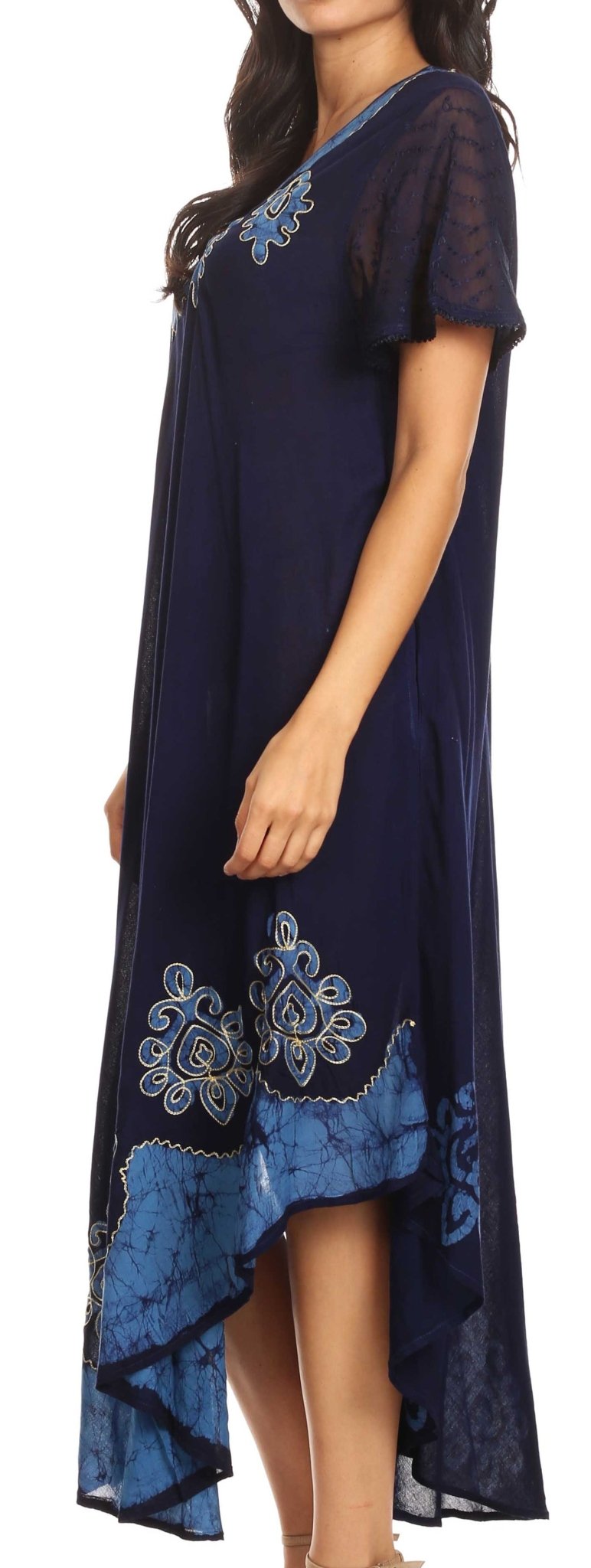 Sakkas Batik Hindi Cap Sleeve Caftan Dress / Cover Up dresses La Vie Bien Sakkas Batik Hindi Cap Sleeve Caftan Dress / Cover Up