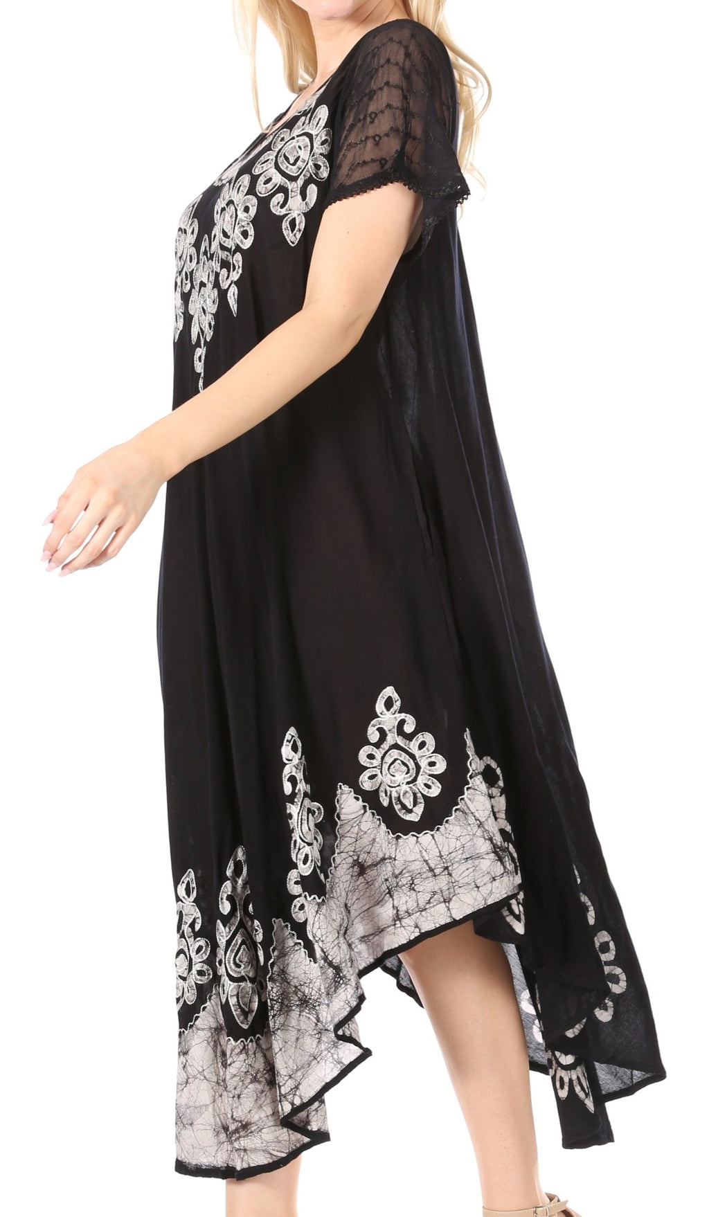 Sakkas Batik Hindi Cap Sleeve Caftan Dress / Cover Up dresses La Vie Bien Sakkas Batik Hindi Cap Sleeve Caftan Dress / Cover Up