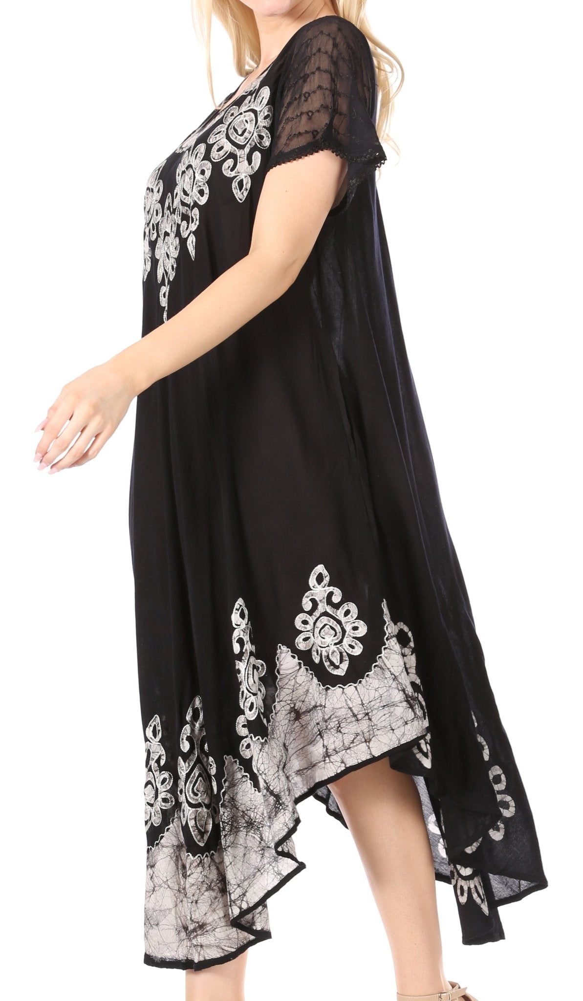 Sakkas Batik Hindi Cap Sleeve Caftan Dress / Cover Up dresses La Vie Bien Sakkas Batik Hindi Cap Sleeve Caftan Dress / Cover Up
