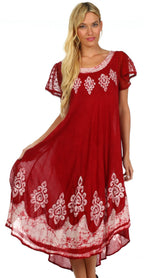 Sakkas Batik Hindi Cap Sleeve Caftan Dress / Cover Up dresses La Vie Bien Sakkas Batik Hindi Cap Sleeve Caftan Dress / Cover Up