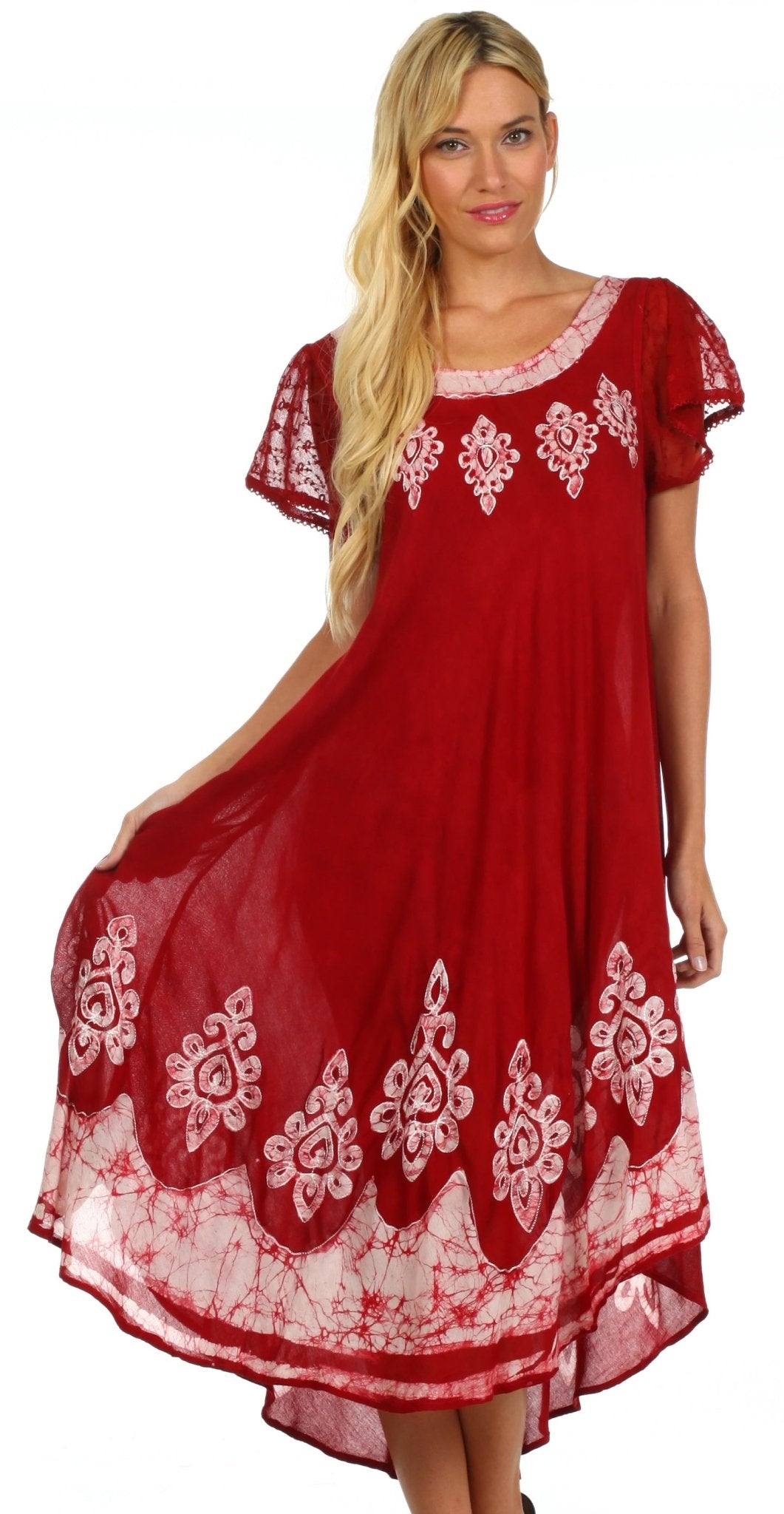 Sakkas Batik Hindi Cap Sleeve Caftan Dress / Cover Up dresses La Vie Bien Sakkas Batik Hindi Cap Sleeve Caftan Dress / Cover Up