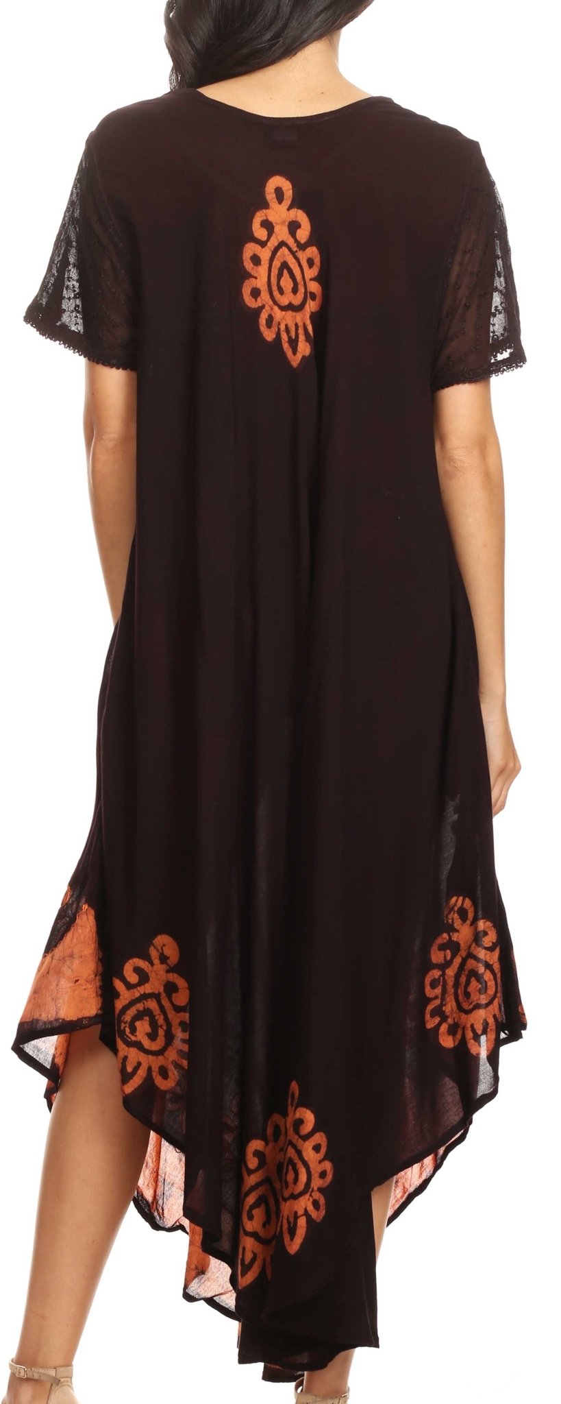 Sakkas Batik Hindi Cap Sleeve Caftan Dress / Cover Up dresses La Vie Bien Sakkas Batik Hindi Cap Sleeve Caftan Dress / Cover Up