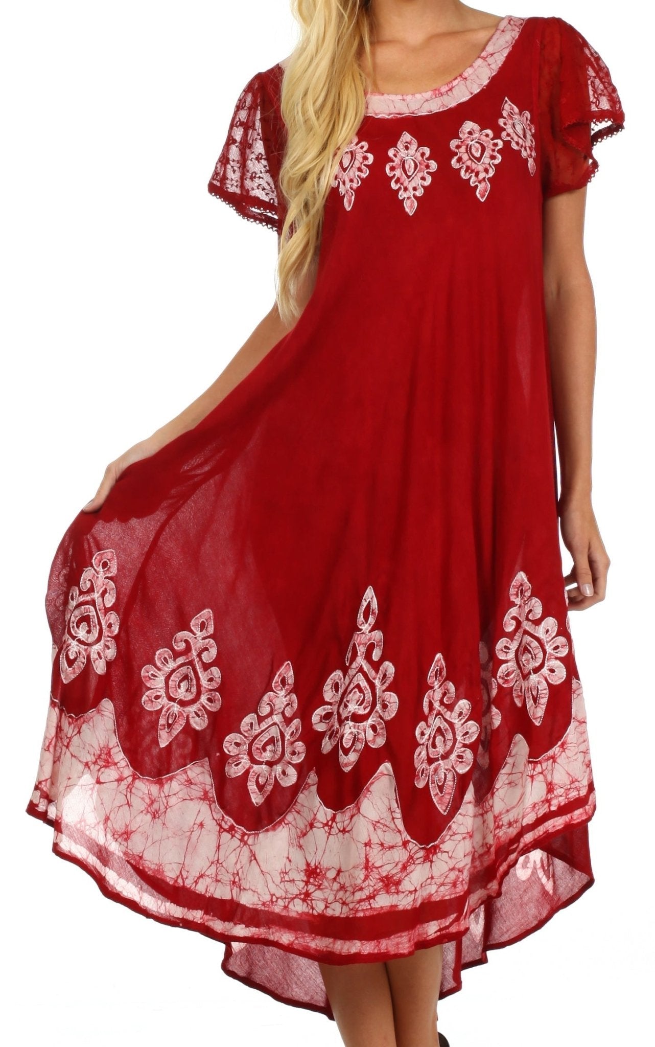 Sakkas Batik Hindi Cap Sleeve Caftan Dress / Cover Up dresses La Vie Bien Sakkas Batik Hindi Cap Sleeve Caftan Dress / Cover Up