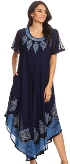 Sakkas Batik Hindi Cap Sleeve Caftan Dress / Cover Up dresses La Vie Bien Sakkas Batik Hindi Cap Sleeve Caftan Dress / Cover Up