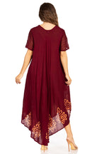 Sakkas Batik Hindi Cap Sleeve Caftan Dress / Cover Up dresses La Vie Bien Sakkas Batik Hindi Cap Sleeve Caftan Dress / Cover Up