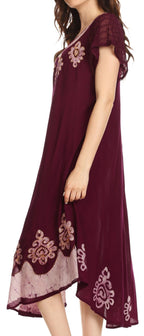 Sakkas Batik Hindi Cap Sleeve Caftan Dress / Cover Up dresses La Vie Bien Sakkas Batik Hindi Cap Sleeve Caftan Dress / Cover Up