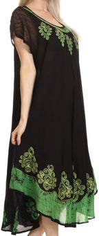 Sakkas Batik Hindi Cap Sleeve Caftan Dress / Cover Up dresses La Vie Bien Sakkas Batik Hindi Cap Sleeve Caftan Dress / Cover Up