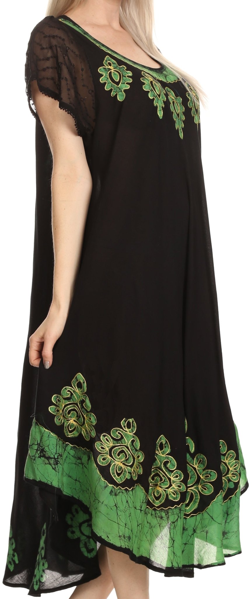Sakkas Batik Hindi Cap Sleeve Caftan Dress / Cover Up dresses La Vie Bien Sakkas Batik Hindi Cap Sleeve Caftan Dress / Cover Up
