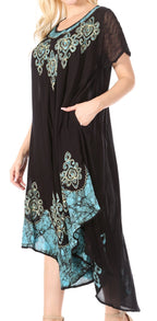 Sakkas Batik Hindi Cap Sleeve Caftan Dress / Cover Up dresses La Vie Bien Sakkas Batik Hindi Cap Sleeve Caftan Dress / Cover Up