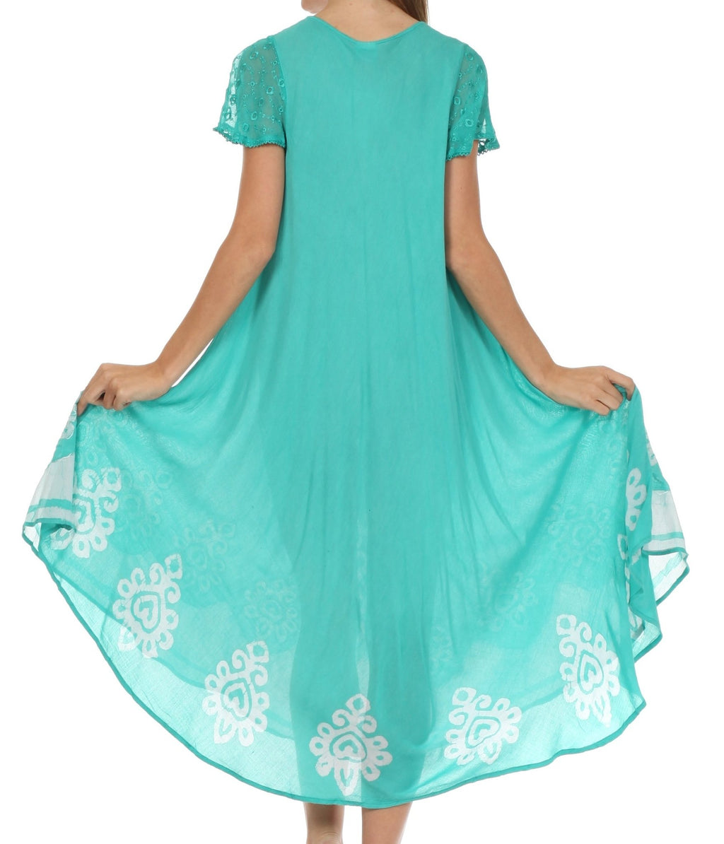 Sakkas Batik Hindi Cap Sleeve Caftan Dress / Cover Up dresses La Vie Bien Sakkas Batik Hindi Cap Sleeve Caftan Dress / Cover Up
