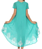 Sakkas Batik Hindi Cap Sleeve Caftan Dress / Cover Up dresses La Vie Bien Sakkas Batik Hindi Cap Sleeve Caftan Dress / Cover Up