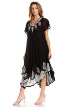 Sakkas Batik Hindi Cap Sleeve Caftan Dress / Cover Up dresses La Vie Bien Sakkas Batik Hindi Cap Sleeve Caftan Dress / Cover Up