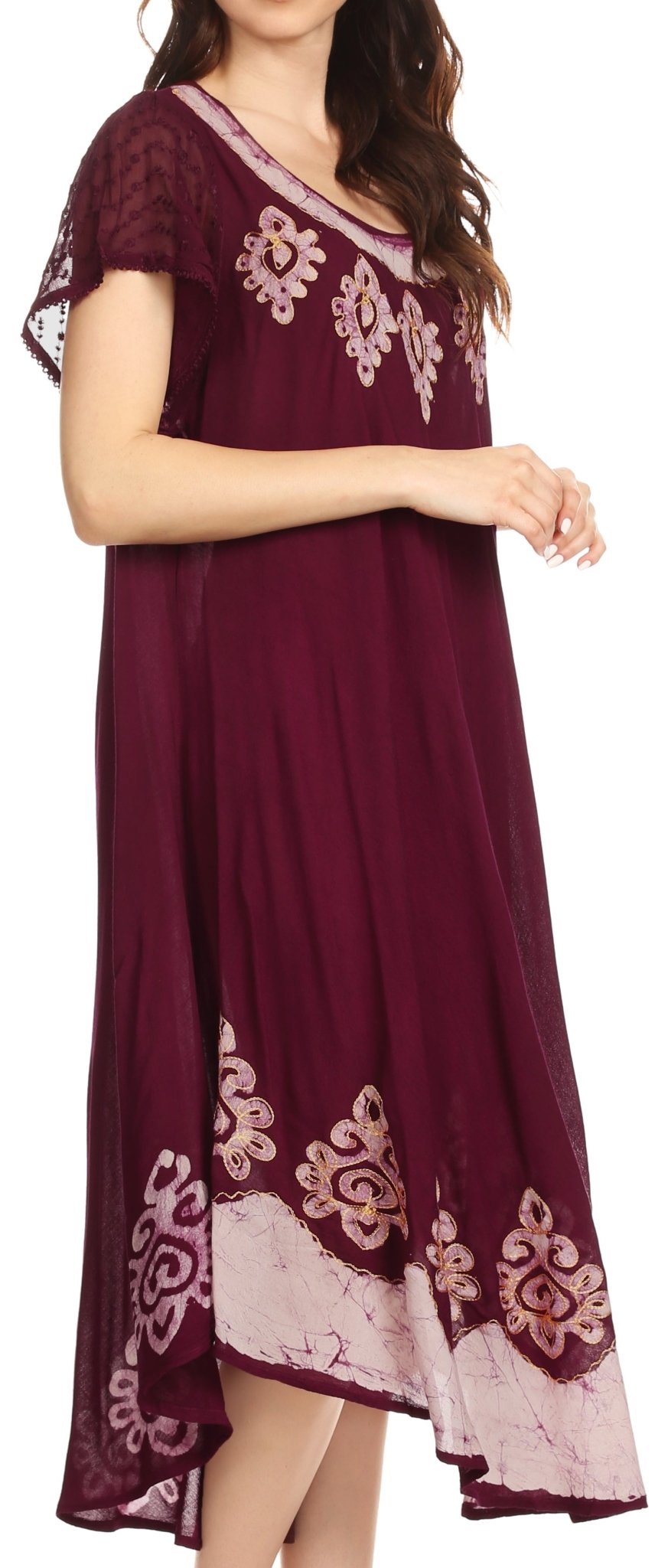 Sakkas Batik Hindi Cap Sleeve Caftan Dress / Cover Up dresses La Vie Bien Sakkas Batik Hindi Cap Sleeve Caftan Dress / Cover Up