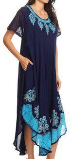Sakkas Batik Hindi Cap Sleeve Caftan Dress / Cover Up dresses La Vie Bien Sakkas Batik Hindi Cap Sleeve Caftan Dress / Cover Up