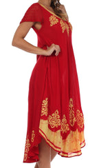 Sakkas Batik Hindi Cap Sleeve Caftan Dress / Cover Up dresses La Vie Bien Sakkas Batik Hindi Cap Sleeve Caftan Dress / Cover Up