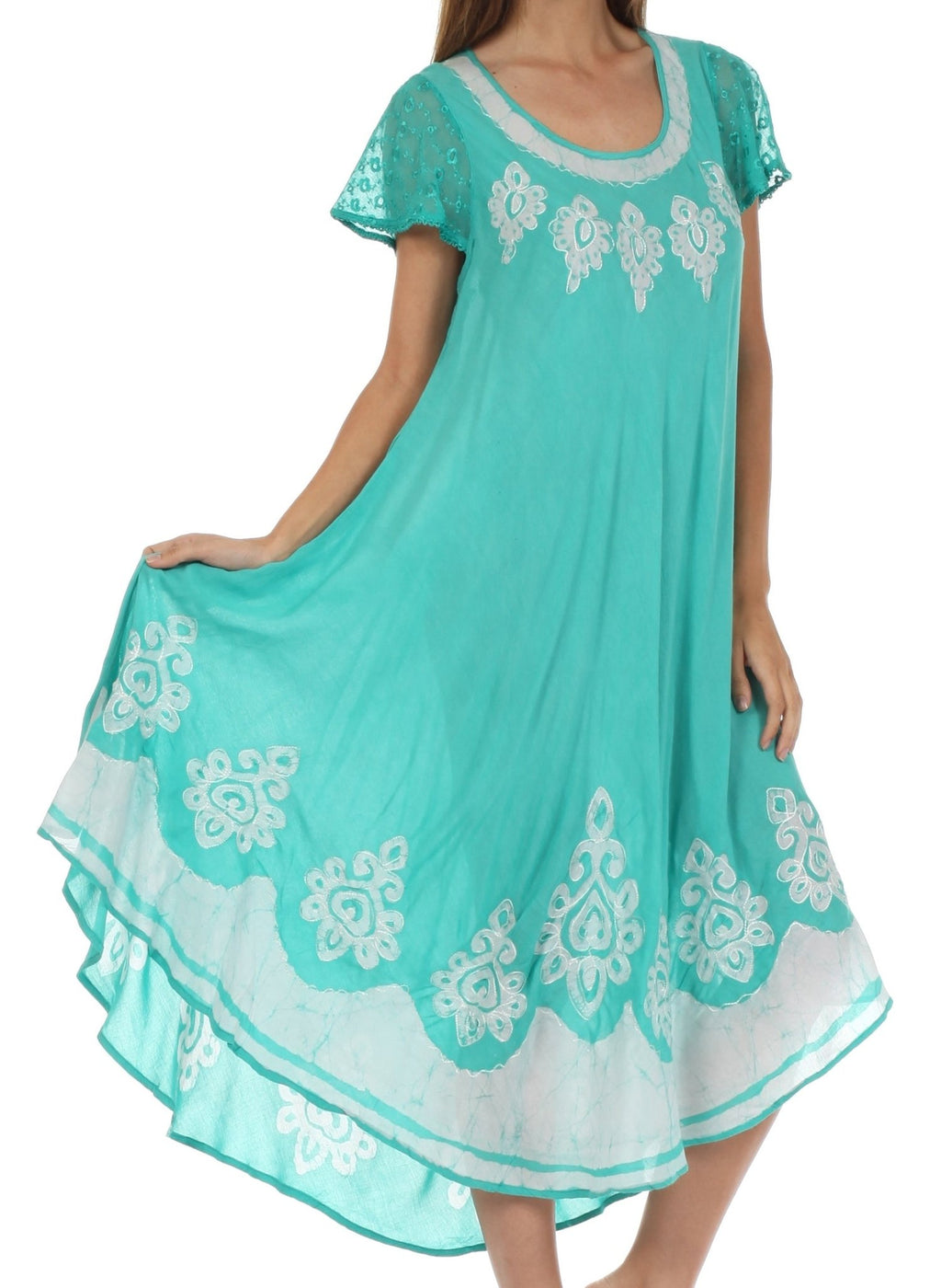 Sakkas Batik Hindi Cap Sleeve Caftan Dress / Cover Up dresses La Vie Bien Sakkas Batik Hindi Cap Sleeve Caftan Dress / Cover Up