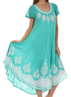 Sakkas Batik Hindi Cap Sleeve Caftan Dress / Cover Up dresses La Vie Bien Sakkas Batik Hindi Cap Sleeve Caftan Dress / Cover Up