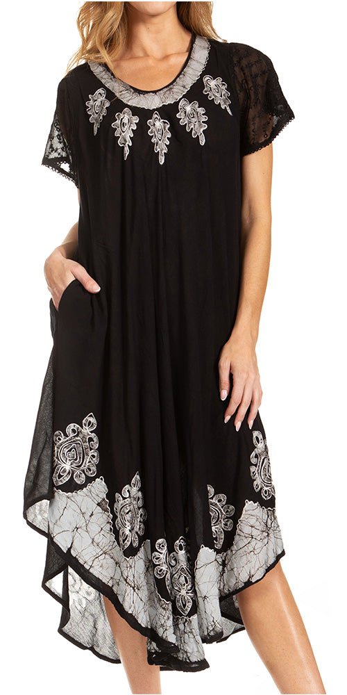 Sakkas Batik Hindi Cap Sleeve Caftan Dress / Cover Up dresses La Vie Bien Sakkas Batik Hindi Cap Sleeve Caftan Dress / Cover Up