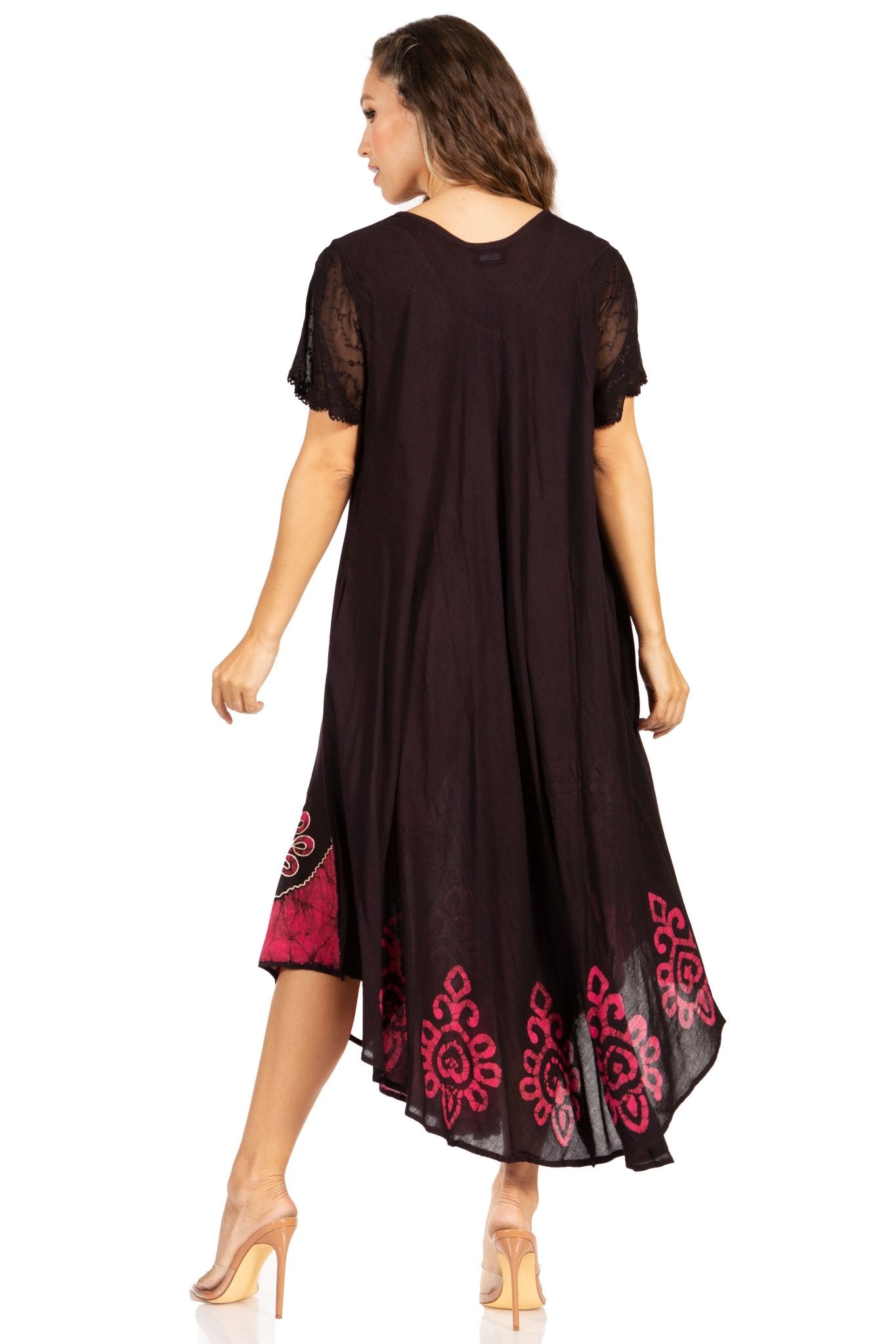 Sakkas Batik Hindi Cap Sleeve Caftan Dress / Cover Up dresses La Vie Bien Sakkas Batik Hindi Cap Sleeve Caftan Dress / Cover Up
