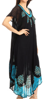 Sakkas Batik Hindi Cap Sleeve Caftan Dress / Cover Up dresses La Vie Bien Sakkas Batik Hindi Cap Sleeve Caftan Dress / Cover Up