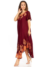 Sakkas Batik Hindi Cap Sleeve Caftan Dress / Cover Up dresses La Vie Bien Sakkas Batik Hindi Cap Sleeve Caftan Dress / Cover Up