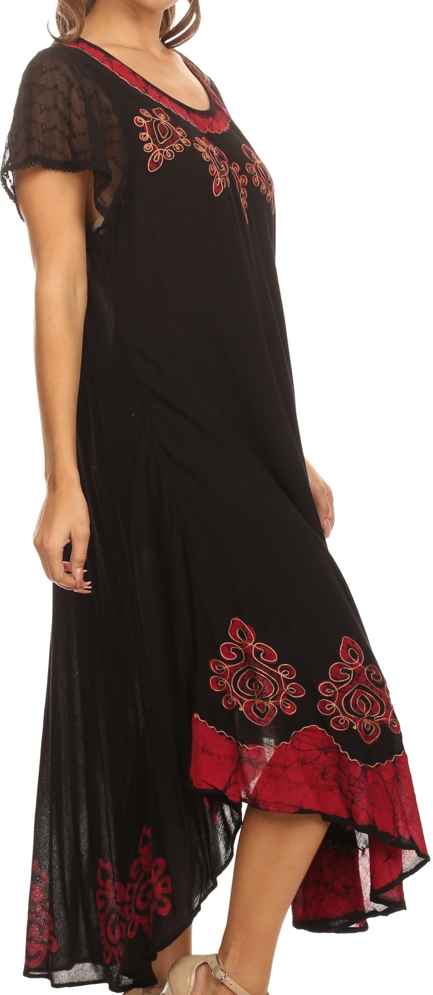 Sakkas Batik Hindi Cap Sleeve Caftan Dress / Cover Up dresses La Vie Bien Sakkas Batik Hindi Cap Sleeve Caftan Dress / Cover Up