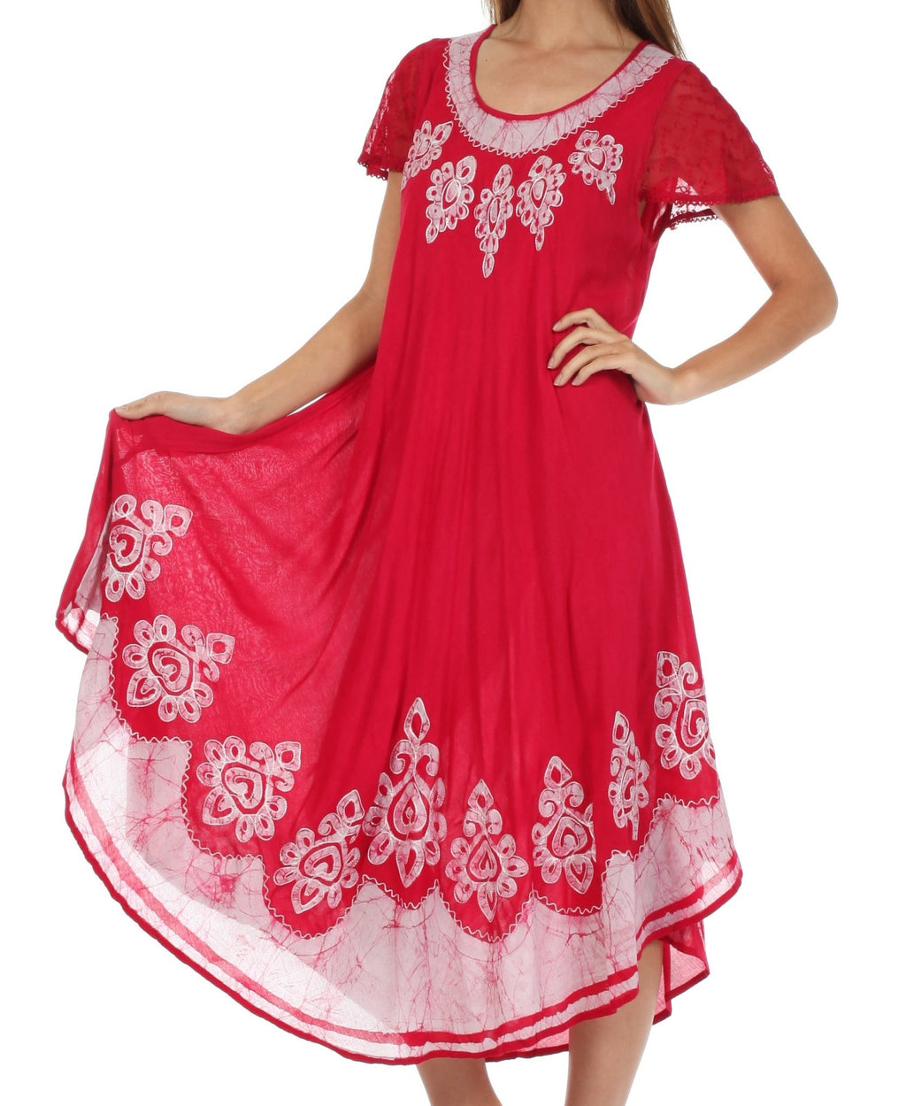 Sakkas Batik Hindi Cap Sleeve Caftan Dress / Cover Up dresses La Vie Bien Sakkas Batik Hindi Cap Sleeve Caftan Dress / Cover Up
