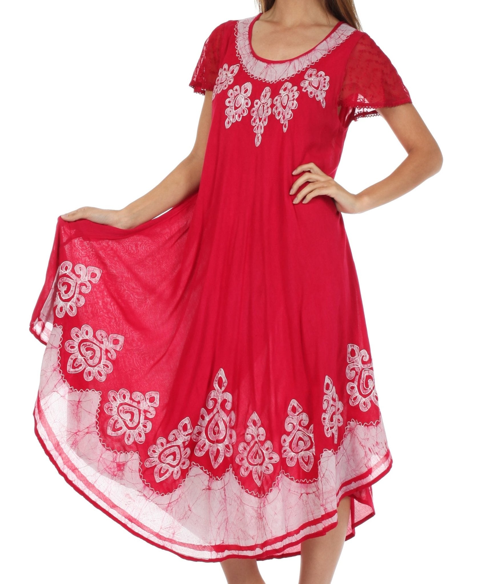 Sakkas Batik Hindi Cap Sleeve Caftan Dress / Cover Up dresses La Vie Bien Sakkas Batik Hindi Cap Sleeve Caftan Dress / Cover Up