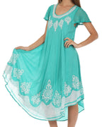 Sakkas Batik Hindi Cap Sleeve Caftan Dress / Cover Up dresses La Vie Bien Sakkas Batik Hindi Cap Sleeve Caftan Dress / Cover Up