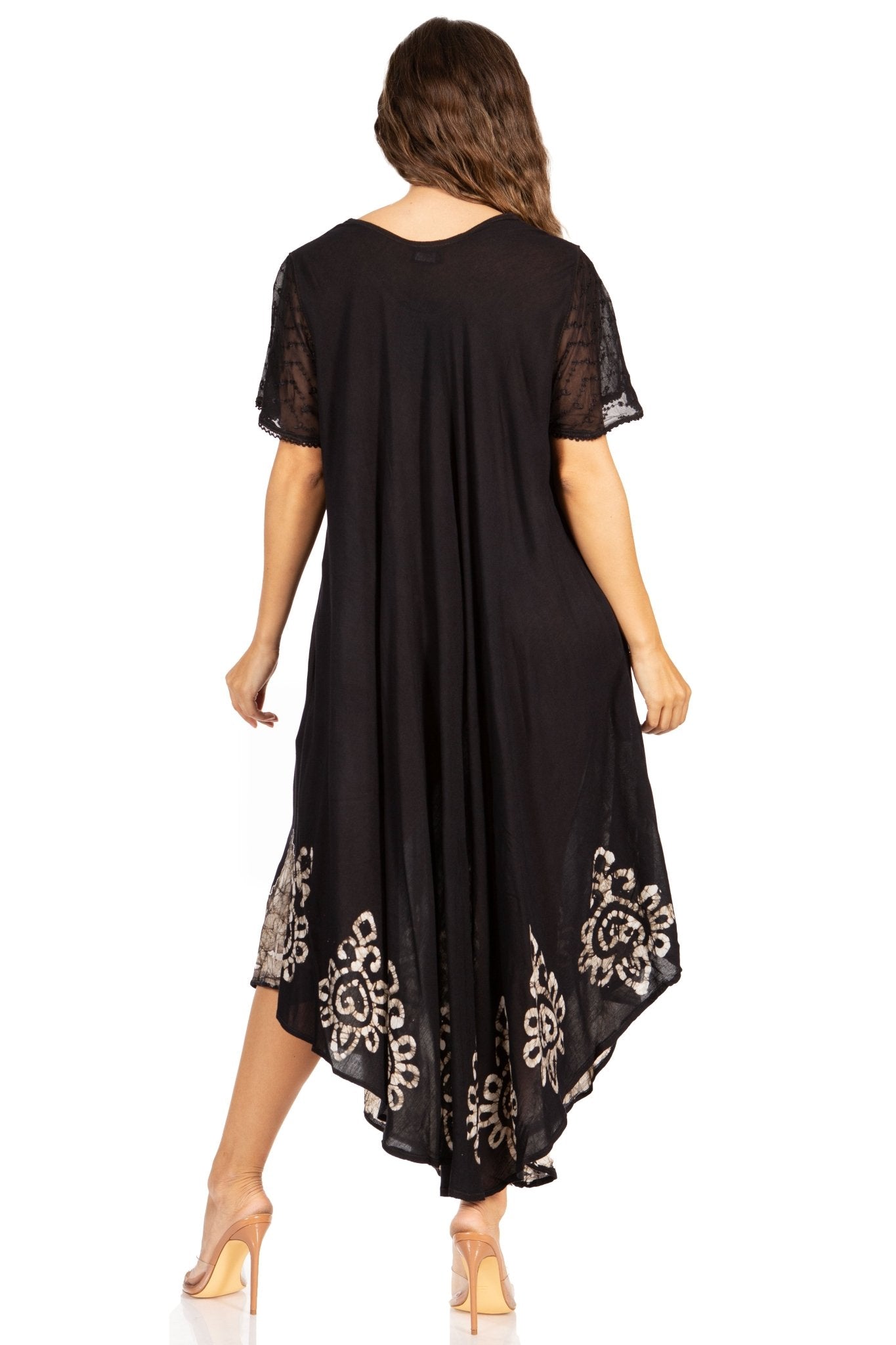Sakkas Batik Hindi Cap Sleeve Caftan Dress / Cover Up dresses La Vie Bien Sakkas Batik Hindi Cap Sleeve Caftan Dress / Cover Up
