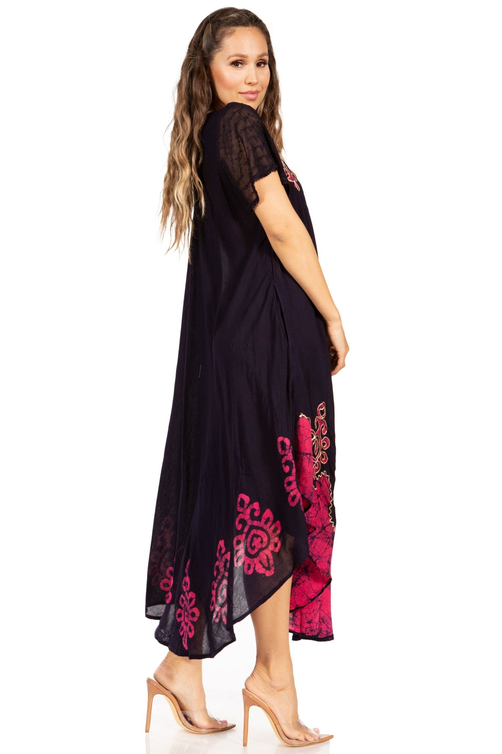 Sakkas Batik Hindi Cap Sleeve Caftan Dress / Cover Up dresses La Vie Bien Sakkas Batik Hindi Cap Sleeve Caftan Dress / Cover Up