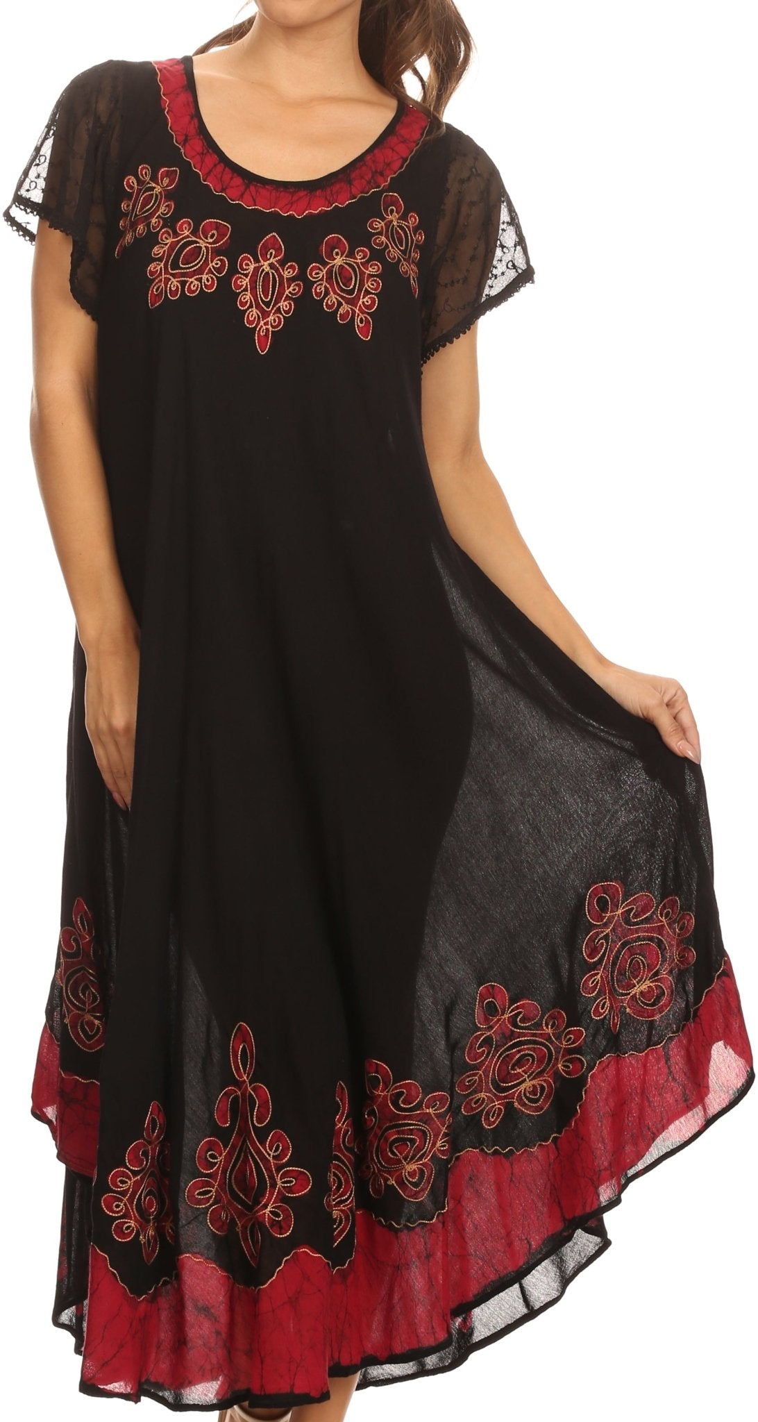 Sakkas Batik Hindi Cap Sleeve Caftan Dress / Cover Up dresses La Vie Bien Sakkas Batik Hindi Cap Sleeve Caftan Dress / Cover Up