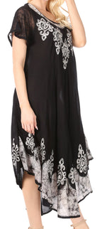 Sakkas Batik Hindi Cap Sleeve Caftan Dress / Cover Up dresses La Vie Bien Sakkas Batik Hindi Cap Sleeve Caftan Dress / Cover Up