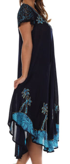 Sakkas Batik Palm Tree Cap Sleeve Caftan Dress / Cover Up dresses La Vie Bien Sakkas Batik Palm Tree Cap Sleeve Caftan Dress / Cover Up