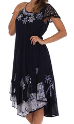 Sakkas Batik Palm Tree Cap Sleeve Caftan Dress / Cover Up dresses La Vie Bien Sakkas Batik Palm Tree Cap Sleeve Caftan Dress / Cover Up