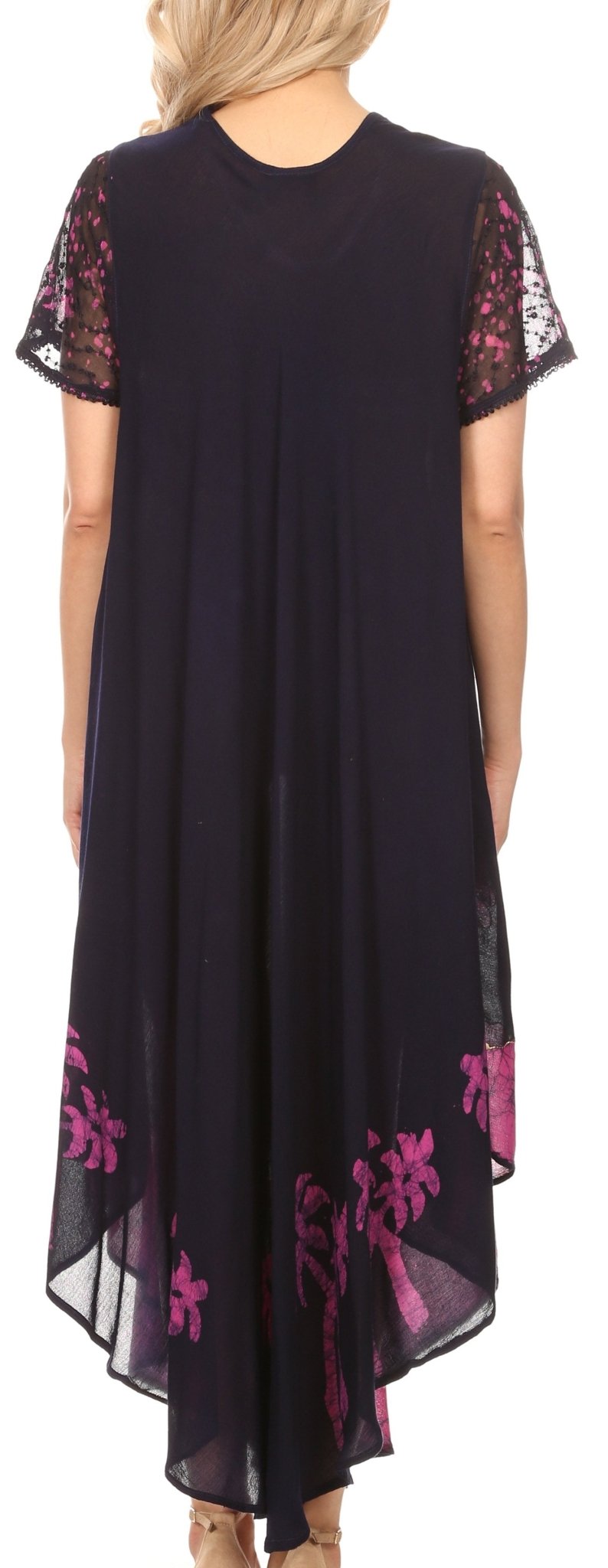 Sakkas Batik Palm Tree Cap Sleeve Caftan Dress / Cover Up dresses La Vie Bien Sakkas Batik Palm Tree Cap Sleeve Caftan Dress / Cover Up