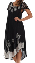 Sakkas Batik Palm Tree Cap Sleeve Caftan Dress / Cover Up dresses La Vie Bien Sakkas Batik Palm Tree Cap Sleeve Caftan Dress / Cover Up