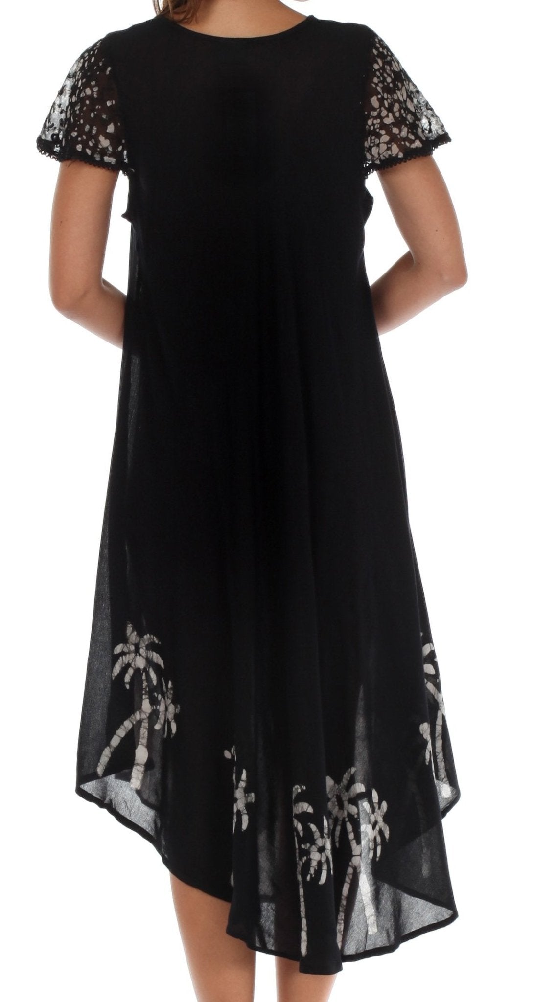 Sakkas Batik Palm Tree Cap Sleeve Caftan Dress / Cover Up dresses La Vie Bien Sakkas Batik Palm Tree Cap Sleeve Caftan Dress / Cover Up