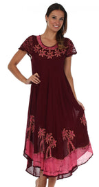 Sakkas Batik Palm Tree Cap Sleeve Caftan Dress / Cover Up dresses La Vie Bien Sakkas Batik Palm Tree Cap Sleeve Caftan Dress / Cover Up