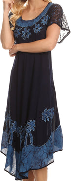 Sakkas Batik Palm Tree Cap Sleeve Caftan Dress / Cover Up dresses La Vie Bien Sakkas Batik Palm Tree Cap Sleeve Caftan Dress / Cover Up