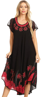 Sakkas Batik Palm Tree Cap Sleeve Caftan Dress / Cover Up dresses La Vie Bien Sakkas Batik Palm Tree Cap Sleeve Caftan Dress / Cover Up