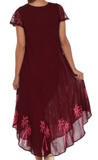 Sakkas Batik Palm Tree Cap Sleeve Caftan Dress / Cover Up dresses La Vie Bien Sakkas Batik Palm Tree Cap Sleeve Caftan Dress / Cover Up