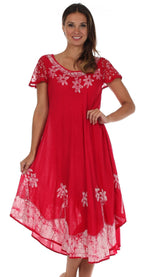 Sakkas Batik Palm Tree Cap Sleeve Caftan Dress / Cover Up dresses La Vie Bien Sakkas Batik Palm Tree Cap Sleeve Caftan Dress / Cover Up