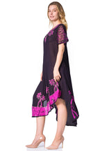 Sakkas Batik Palm Tree Cap Sleeve Caftan Dress / Cover Up dresses La Vie Bien Sakkas Batik Palm Tree Cap Sleeve Caftan Dress / Cover Up