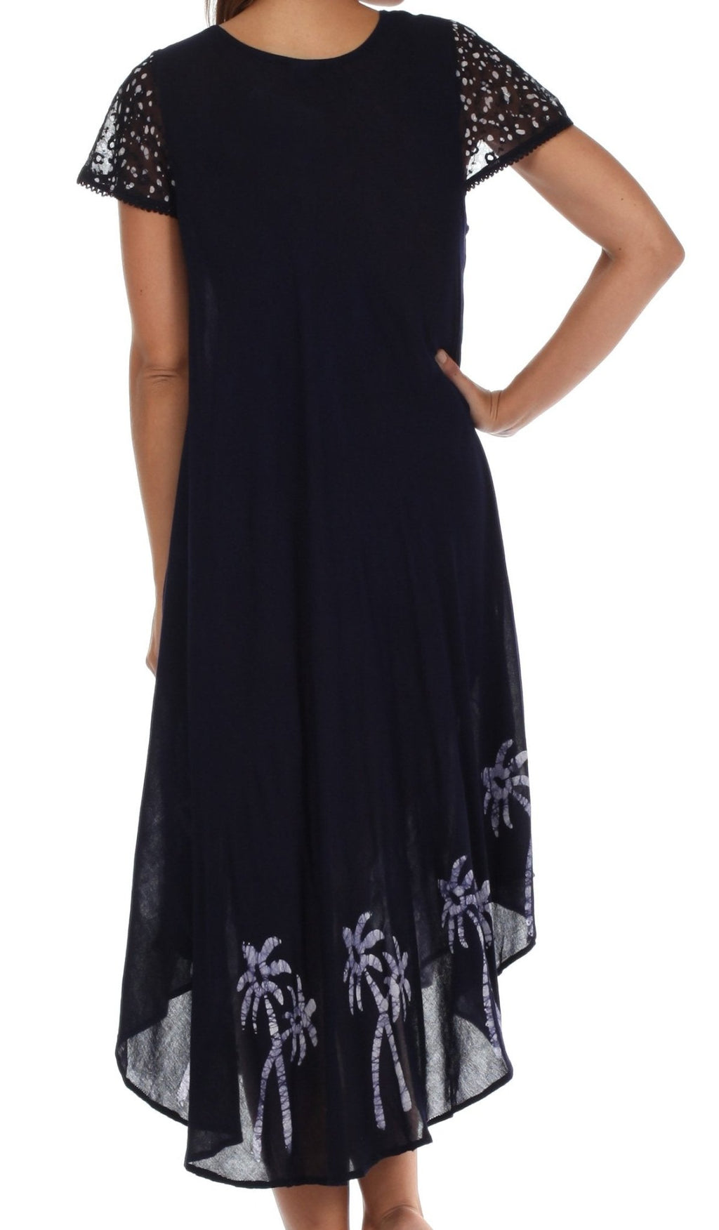 Sakkas Batik Palm Tree Cap Sleeve Caftan Dress / Cover Up dresses La Vie Bien Sakkas Batik Palm Tree Cap Sleeve Caftan Dress / Cover Up