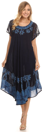 Sakkas Batik Palm Tree Cap Sleeve Caftan Dress / Cover Up dresses La Vie Bien Sakkas Batik Palm Tree Cap Sleeve Caftan Dress / Cover Up