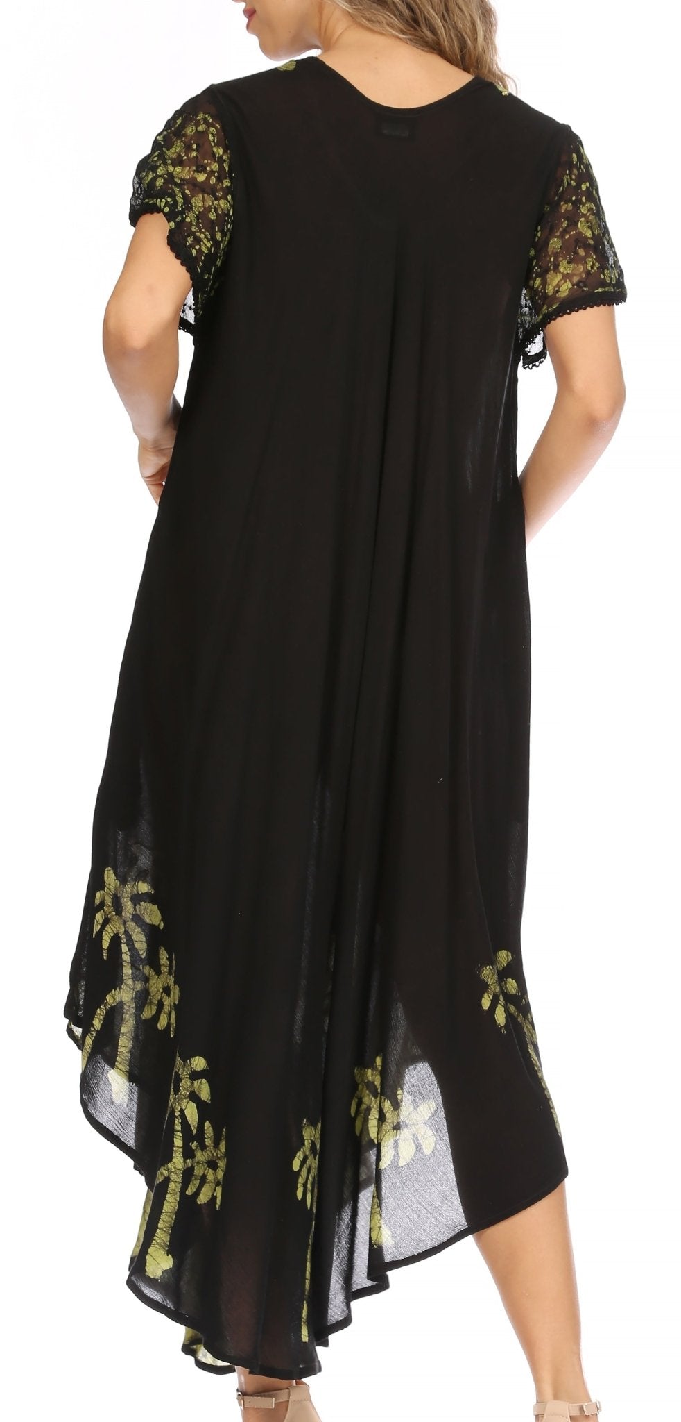 Sakkas Batik Palm Tree Cap Sleeve Caftan Dress / Cover Up dresses La Vie Bien Sakkas Batik Palm Tree Cap Sleeve Caftan Dress / Cover Up